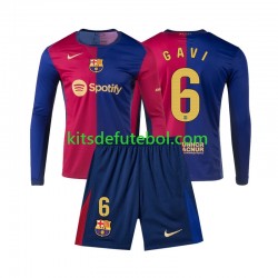 Camisola FC Barcelona Gavi 6 Criança Equipamento principal 2024-2025 Mangas Compridas