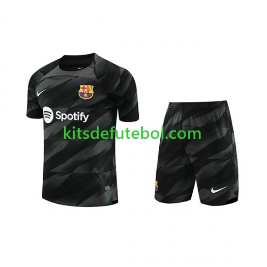 Camisola de Guarda-redes FC Barcelona Criança Equipamento alternativo 2023-2024 Mangas Curtas