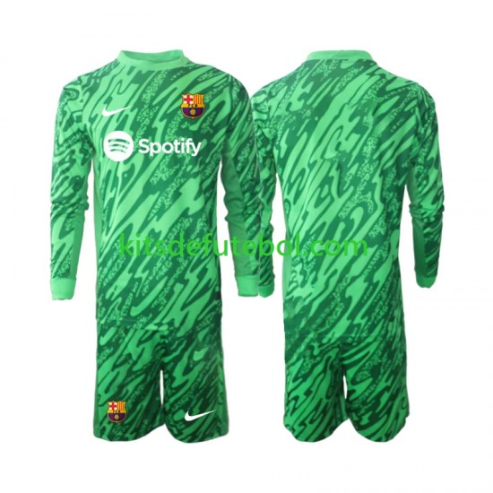Camisola de Guarda-redes FC Barcelona Verde Criança Equipamento principal 2024-2025 Mangas Compridas