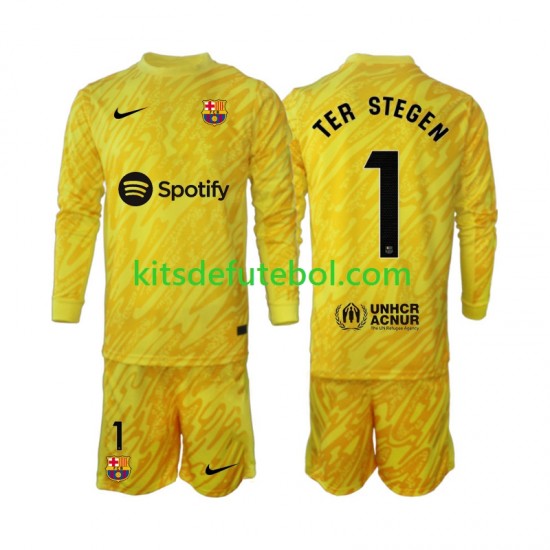 Camisola de Guarda-redes FC Barcelona Ter Stegen 1 Criança Equipamento alternativo 2024-2025 Mangas Compridas