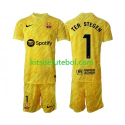 Camisola de Guarda-redes FC Barcelona Ter Stegen 1 Criança Equipamento alternativo 2024-2025 Mangas Curtas