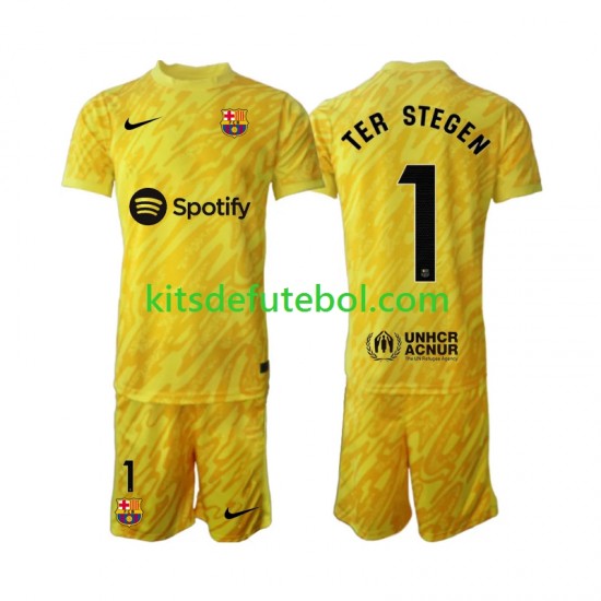 Camisola de Guarda-redes FC Barcelona Ter Stegen 1 Criança Equipamento alternativo 2024-2025 Mangas Curtas