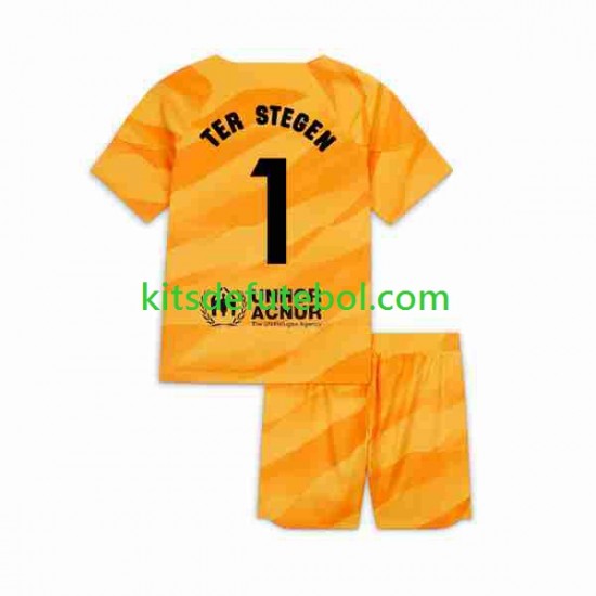 Camisola de Guarda-redes FC Barcelona Ter Stegen 1 Criança Quarto equipamento 2023-2024 Mangas Curtas
