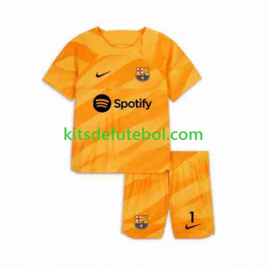 Camisola de Guarda-redes FC Barcelona Ter Stegen 1 Criança Quarto equipamento 2023-2024 Mangas Curtas
