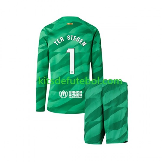 Camisola de Guarda-redes FC Barcelona Ter Stegen 1 Criança Equipamento principal 2023-2024 Mangas Compridas