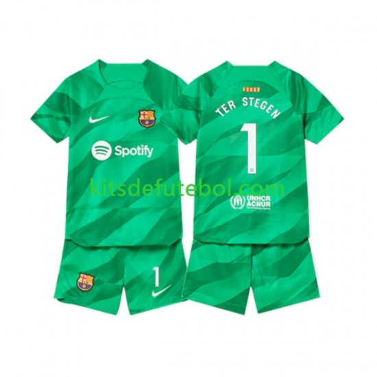 Camisola de Guarda-redes FC Barcelona Ter Stegen 1 Criança Equipamento principal 2023-2024 Mangas Curtas