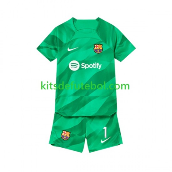 Camisola de Guarda-redes FC Barcelona Ter Stegen 1 Criança Equipamento principal 2023-2024 Mangas Curtas