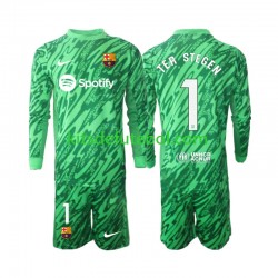 Camisola de Guarda-redes FC Barcelona Verde Ter Stegen 1 Criança Equipamento principal 2024-2025 Mangas Compridas