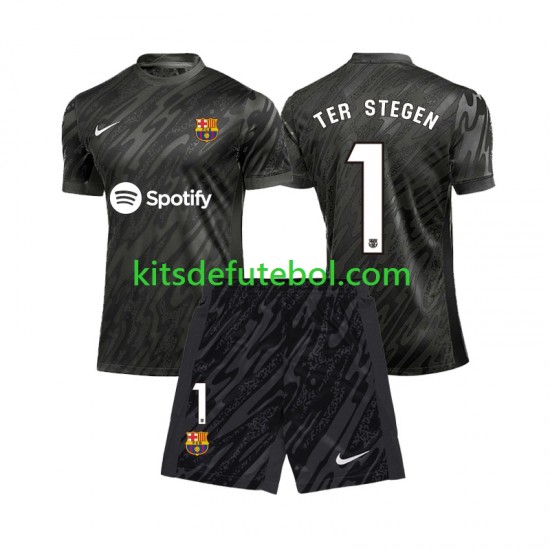 Camisola de Guarda-redes FC Barcelona Ter Stegen 1 Criança Terceiro equipamento 2024-2025 Mangas Curtas