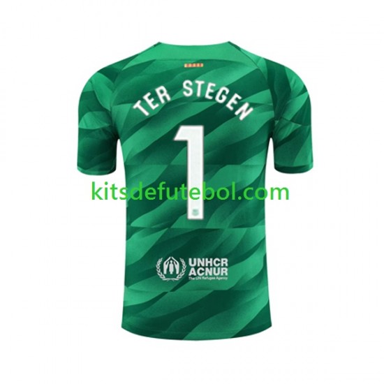 Camisola de Guarda-redes FC Barcelona Ter Stegen 1 Homem Equipamento principal 2023-2024 Mangas Curtas