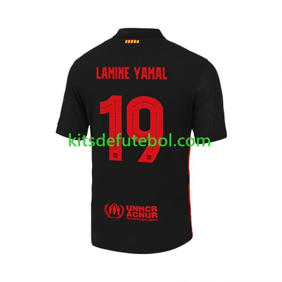 Camisola FC Barcelona LAMINE YAMAL 19 UCL Font Homem Equipamento alternativo 2024-2025 Mangas Curtas