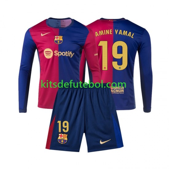 Camisola FC Barcelona Lamine Yamal 19 Criança Equipamento principal 2024-2025 Mangas Compridas