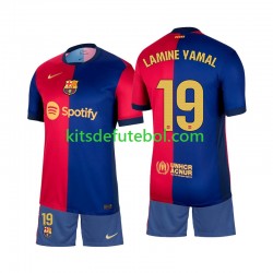 Camisola FC Barcelona Lamine Yamal 19 Criança Equipamento principal 2024-2025 Mangas Curtas