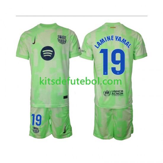 Camisola FC Barcelona Lamine Yamal 19 Criança Terceiro equipamento 2024-2025 Mangas Curtas