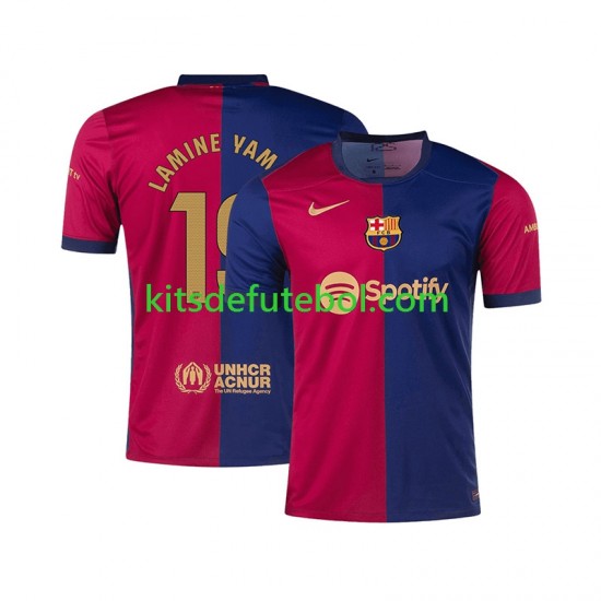 Camisola FC Barcelona Lamine Yamal 19 Homem Equipamento principal 2024-2025 Mangas Curtas