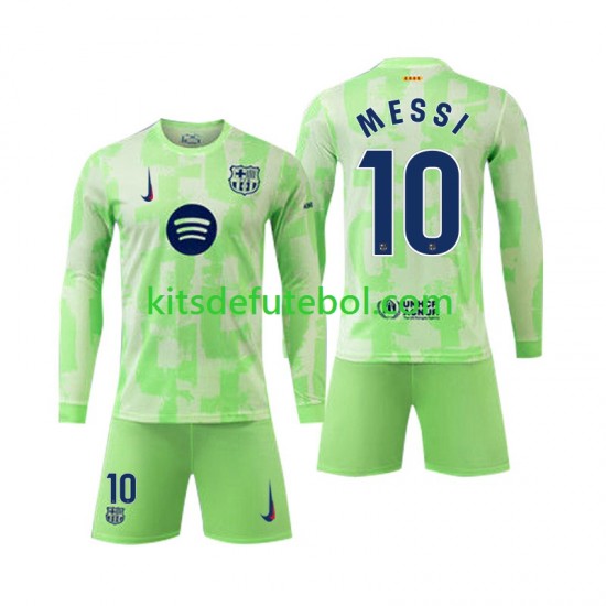 Camisola FC Barcelona Lionel Mess 10 Criança Terceiro equipamento 2024-2025 Mangas Compridas