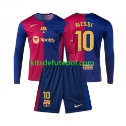 Camisola FC Barcelona Lionel Messi 10 Criança Equipamento principal 2024-2025 Mangas Compridas