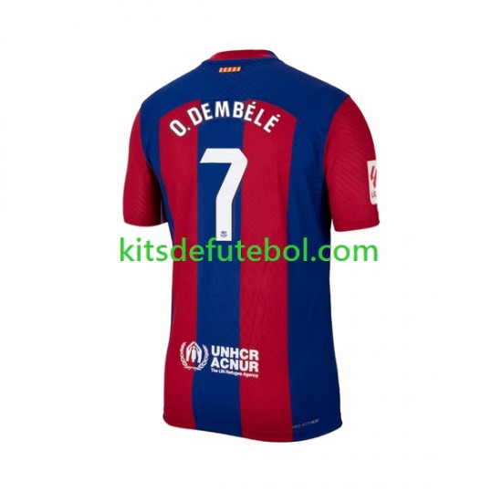 Camisola FC Barcelona Ousmane Dembele 7 Homem Equipamento principal 2023-2024 Mangas Curtas