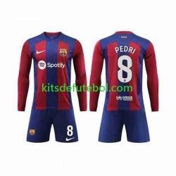Camisola FC Barcelona Pedri 8 Criança Equipamento principal 2023-2024 Mangas Compridas