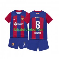 Camisola FC Barcelona Pedri 8 Criança Equipamento principal 2023-2024 Mangas Curtas