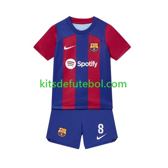 Camisola FC Barcelona Pedri 8 Criança Equipamento principal 2023-2024 Mangas Curtas