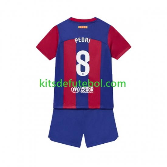 Camisola FC Barcelona Pedri 8 Criança Equipamento principal 2023-2024 Mangas Curtas
