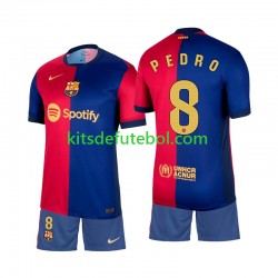 Camisola FC Barcelona Pedro 8 Criança Equipamento principal 2024-2025 Mangas Curtas