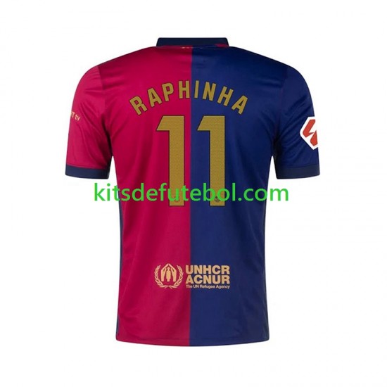 Camisola FC Barcelona RAPHINHA 11 Homem Equipamento principal 2024-2025 Mangas Curtas