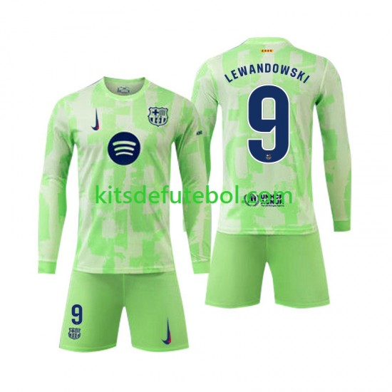 Camisola FC Barcelona Robert Lewandowski 9 Criança Terceiro equipamento 2024-2025 Mangas Compridas