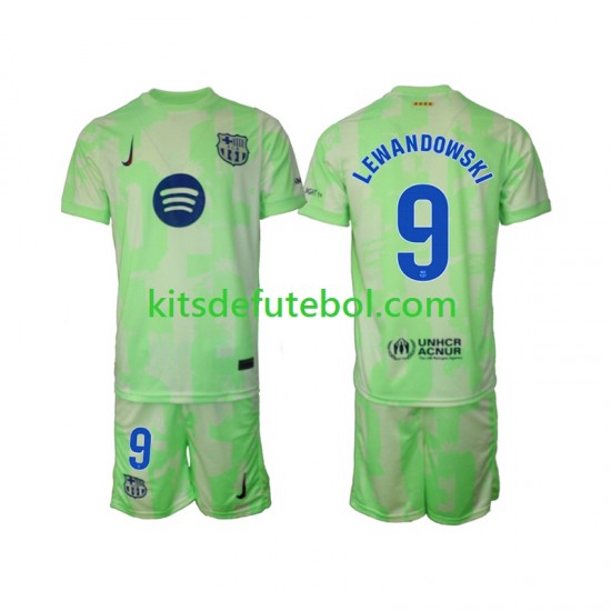 Camisola FC Barcelona Robert Lewandowski 9 Criança Terceiro equipamento 2024-2025 Mangas Curtas