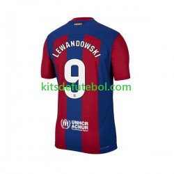 Camisola FC Barcelona Robert Lewandowski 9 Homem Equipamento principal 2023-2024 Mangas Curtas