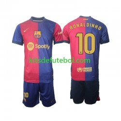 Camisola FC Barcelona Ronaldinho 10 Criança Equipamento principal 2024-2025 Mangas Compridas