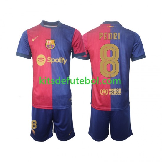 Camisola FC Barcelona UCL Font PEDRI 8 Criança Equipamento principal 2024-2025 Mangas Curtas