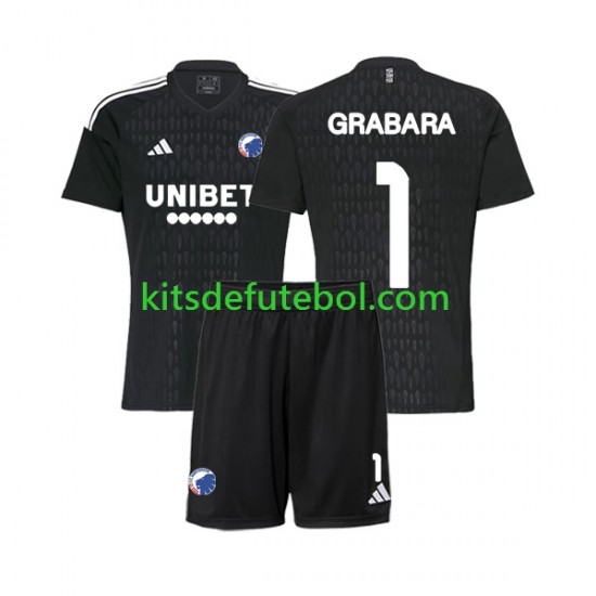 Camisola de Guarda-redes FC Copenhaga GRABARA 1 Criança Equipamento alternativo 2023-2024 Mangas Curtas