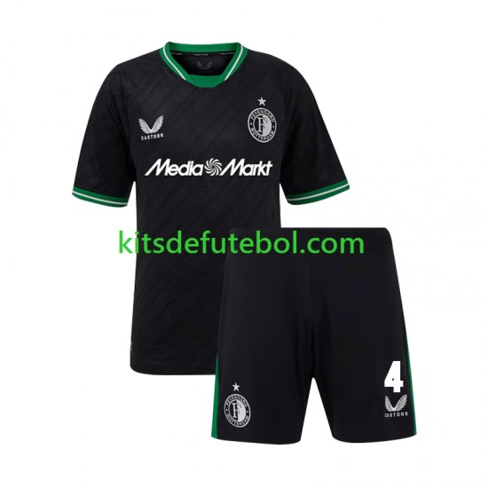 Camisola Feyenoord Rotterdam Lutsharel Geertruida 4 Criança Equipamento alternativo 2024-2025 Mangas Curtas