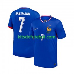Camisola Seleção da Francesa Azul Antoine Griezmann 7 Homem Equipamento principal Europeu 2024 Mangas Curtas