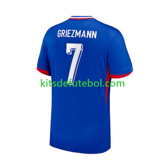 Camisola Seleção da Francesa Azul Antoine Griezmann 7 Homem Equipamento principal Europeu 2024 Mangas Curtas