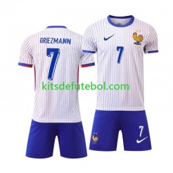 Camisola Seleção da Francesa Antoine Griezmann 7 Criança Equipamento alternativo Europeu 2024 Mangas Curtas