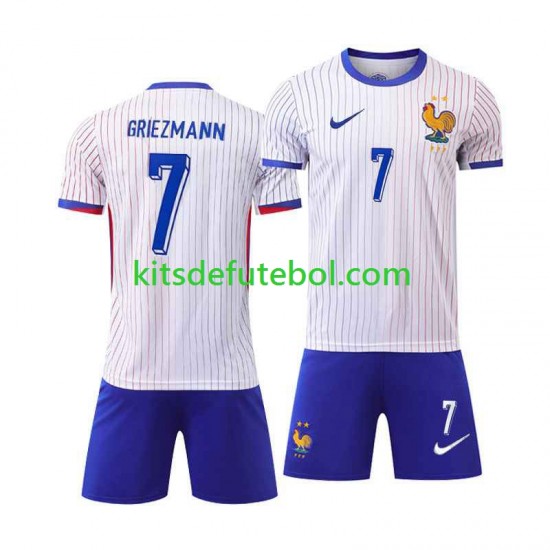 Camisola Seleção da Francesa Antoine Griezmann 7 Criança Equipamento alternativo Europeu 2024 Mangas Curtas