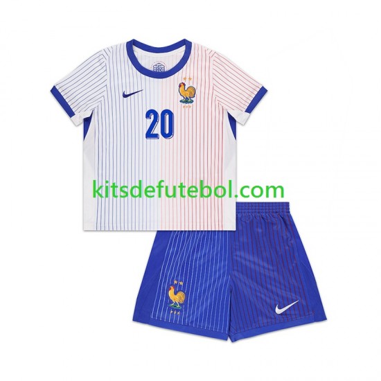 Camisola Seleção da Francesa Bradley Barcola 20 Criança Equipamento alternativo 2024 Mangas Curtas