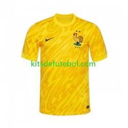 Camisola de Guarda-redes Seleção da Francesa Amarelo Homem Equipamento principal Europeu 2024 Mangas Curtas