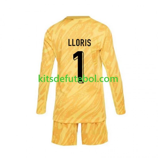 Camisola de Guarda-redes Seleção da Francesa Amarelo Hugo Lloris 1 Criança Equipamento principal Europeu 2024 Mangas Compridas