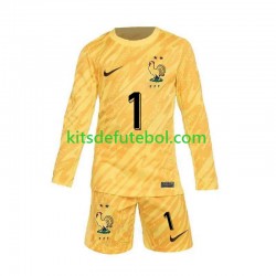 Camisola de Guarda-redes Seleção da Francesa Amarelo Hugo Lloris 1 Criança Equipamento principal Europeu 2024 Mangas Compridas
