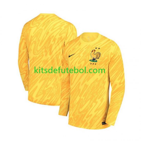 Camisola de Guarda-redes Seleção da Francesa Amarelo Homem Equipamento principal Europeu 2024 Mangas Compridas