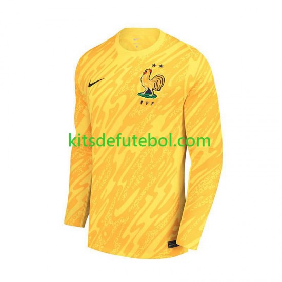Camisola de Guarda-redes Seleção da Francesa Amarelo Homem Equipamento principal Europeu 2024 Mangas Compridas
