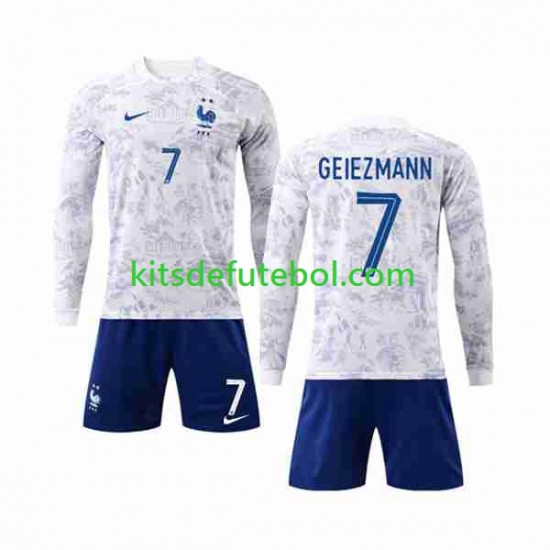 Camisola Seleção da Francesa Griezmann 7 Criança Equipamento alternativo Mundial 2022 Mangas Compridas