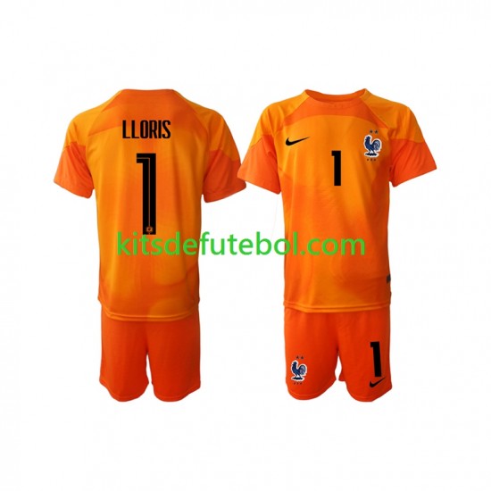 Camisola de Guarda-redes Seleção da Francesa Hugo Lloris 1 Criança Equipamento alternativo Mundial 2022 Mangas Curtas