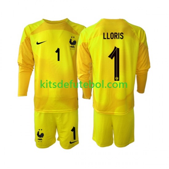 Camisola de Guarda-redes Seleção da Francesa Hugo Lloris 1 Criança Terceiro equipamento Mundial 2022 Mangas Compridas