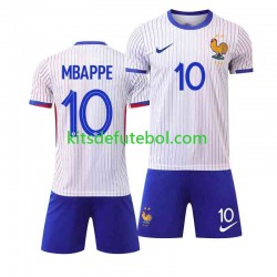 Camisola Seleção da Francesa Kylian Mbappe 10 Criança Equipamento alternativo Europeu 2024 Mangas Curtas