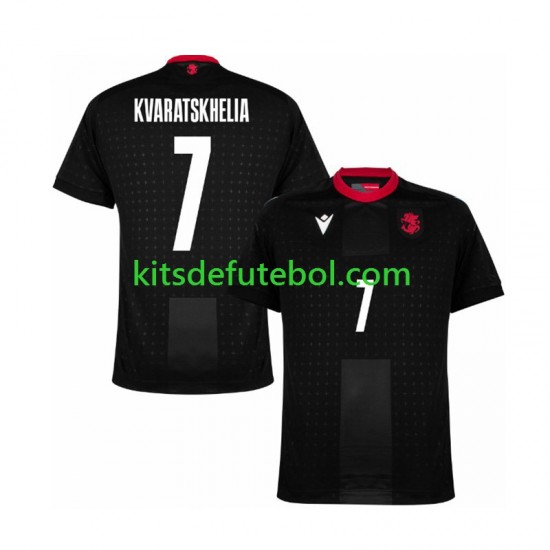 Camisola Preto Georgia Kvaratskhelia 7 Homem Equipamento alternativo Europeu 2024 Mangas Curtas
